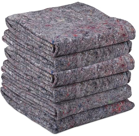 12 mantas de mudanza, Vlies para muebles, mantas de embalaje, 150 x 200 cm, protectoras, grises, en set