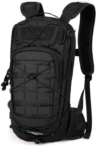 Mardingtop Sac à dos de vélo 10 L avec système MOLLE, léger et respirant pour le cyclisme, la course, la randonnée et le quotidien, Noir , 10 litros (18 cm x 20 cm x 24 cm), Tactique