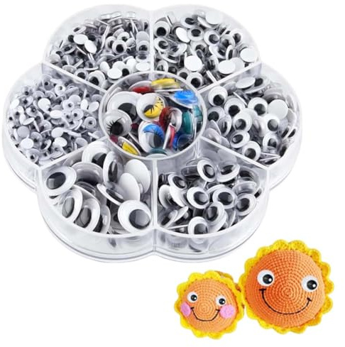 UIEXAY700 Piezas Ojos Manualidades Autoadhesivos Ojos Móviles Pegatinas 4mm-12mm Incluye 30 Ojos de Colores Apropiado para Niños Artesanía Trabajo Manual (Negro Blanco Colorido)