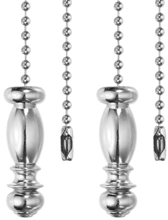 PATIKIL 2Pcs Ceiling Fan Pull Chain, 13.5 Alloy Lamp Chains Extender with Vintage Pendant, Lighting Decorative Extension Ornament for Fan Light Chandelier Pulling Switch, Steel Color