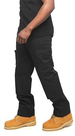 Mens Cargo Work Trousers Size 28 to 52 Black or Navy Cargo Combat Trousers by BWM (34 Waist/Regular Leg, Black)