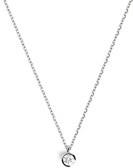 SINGULARU - Collar Single Spark. Cadena con Colgante en Plata de Ley 925 con Baño en Rodio y una Circonita. Gargantilla de Talla Unica. Joyas para Mujer