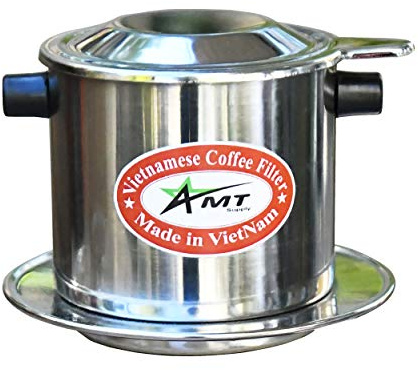 AMT vietnamesische Kaffeemaschine, 370 ml, für 2–3 Portionen Phin, Schraubkaffee, vietnamesischer Kaffeefilter, für die Herstellung von vietnamesischem Stil zu Hause oder im Büro (9, Kork)