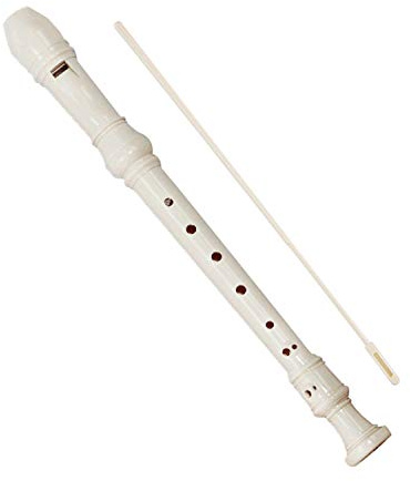 ABS Descant Soprano Recorder Instrument for Kids Adults Beginners，Joint Grease, Fingering Chart And Cleaning Kit，German Style (Ivory White)