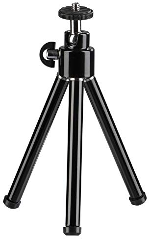 HAMA | Mini trípode Ball (trípode pequeño de Metal, con Rosca de 1/4 (6.4 mm), Ajustable Desde 14 hasta 21 cm, 124 g, Cabeza 3D, Patas en 2 Secciones) Color Negro