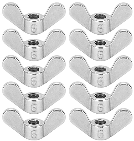 Kit Assorti D'écrous à Ailettes de 10 Pièces, Pièces de Fixation en Acier Inoxydable 304, écrou Papillon M6