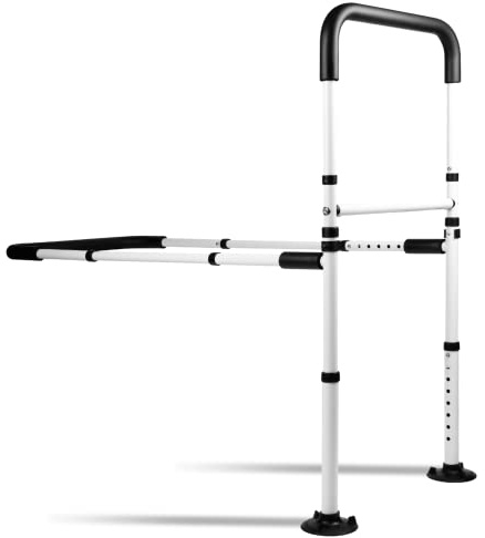 LandTale Bed Assist Rails Adjustable, Safety Bed Handle with Leg, Fall Prevention Hand Guard Grab Bar Bed Cane, Bed Rails for Elderly, Adults, Senior, Handicap, Disabled, Fit King, Queen, Full, Twin