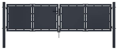 Tidyard Cancello,per Recinzione,da Giardino,in Acciaio,Antracite,300x125 cm,Cancello Doppia Anta,Cancello da Giardino,Cancello Metallo,Cancello Acciaio,Cancello per Esterno