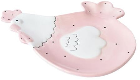 TOPBATHY 1pieza Plato De Cerámica Forma De Gallina Rosa Para Servir Dulces Postres Y Frutas Bandeja Decorativa Para Aperitivos Y Galletas Eventos Y Decoración De Cocina
