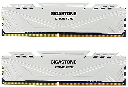 【DDR4 RAM】GIGASTONE Game PRO 32GB Kit(2x16GB) DDR4 3600MHz PC4-28800 CL 18-22-22-42 Intel XMP 2.0 AMD Ryzen 1.35V UDIMM 288pin Unbuffered Non ECC Ideale PC Desktop alta prestazione Memoria-Bianco