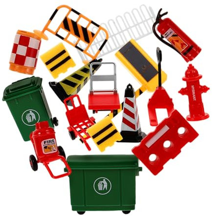 JEWEDECO 19pièces Mini Cônes De Signalisation Jouets De Signalisation Routière pour Garçon Fille Modèles De Panneau De Barricade Mini Barrière De Circulation Jouets De Micro-scène