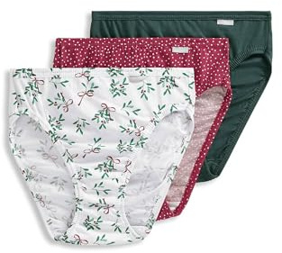 Jockey Women's Underwear Plus Size Elance French Cut - 3 Pack, Cactus Pine/Small Blizzard Dot/Diamond White Mistletoe, 11 Plus
