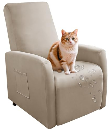 Genérico Fundas para sillón reclinable pequeño, Impermeables, 4 Piezas, Funda para sillón reclinable Lazyboy, Funda elástica para sillón reclinable-Light Brown