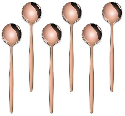 Set di cucchiaini da caffè e tè in acciaio inox, 13 cm, cucchiaino color oro rosa, cucchiaini piccoli per dessert o tè, cucchiaini per caffè espresso