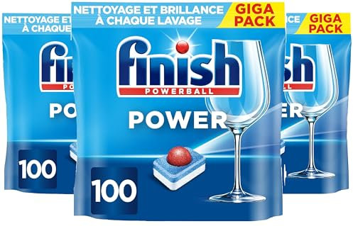 Finish Power Pastilles Lave Vaisselle - Nettoyage et brillance à chaque lavage - lot de 3 x 100 tablettes
