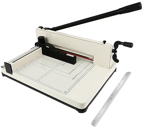 Heavy Duty Paper Cutter, 12 Guillotine Paper Cutter, Cortadora de Papel 400 Sheets Paper Trimmer with Double Safety Protection&Durable HSS Blade for Cutting Paper, Leather, PVC,Non-Woven Fabrics