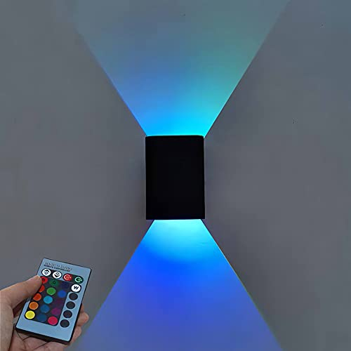 Puhui Applique murale LED 5 W pour intérieur - Lumière d'ambiance avec variateur RVB - Éclairage mural moderne - En aluminium - Pour salon, chambre à coucher, cage d'escalier.