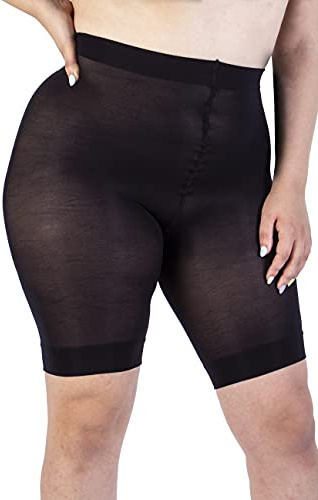 Cykelbyxor dam stora storlekar, anti-chafing shorts 90 deniers, överdimensionerade musband, hög midja, bekväma och andas – tillverkade i Italien, svart, 56-58 plus size