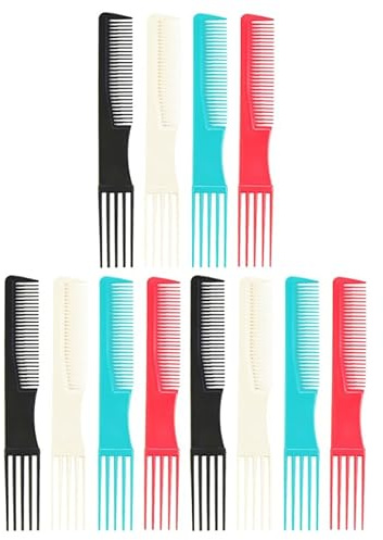 FOMIYES Hair Styling Comb, 12PCS Professional Hairdressing Combs - Plastic Lifting Combs Detangler Comb for Hair Salon Barber Home Curly Hair Comb