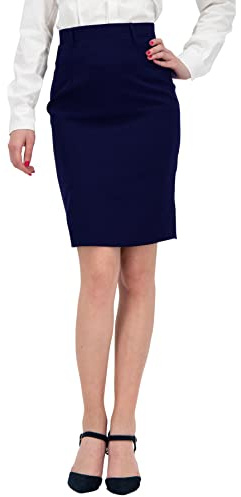 BWOLF Wiki Jupe Crayon Taille Haute Jupe Crayon Femme Jupe Moulante Affaires Bleu foncé 48