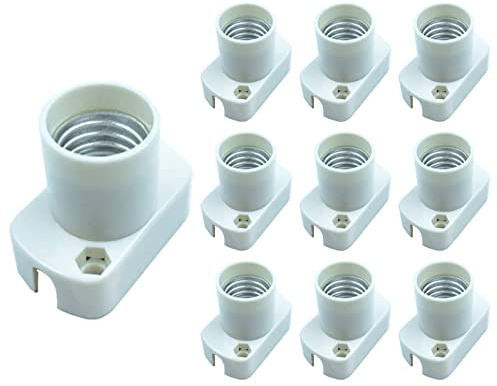 E17 White Intermediate Base Lamp Holder E17 Fan Screw Light Bulb Socket Adapter Square Metal Desktop Socket for DIY Closets, Storage Areas, Attics, Basements - Salt Lamp Plastic Heat-resistant 10 Pack