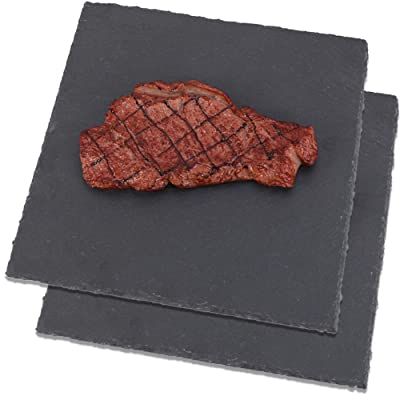 BESCH Platos de Pizarra Cuadrado 25x25cm - Bandeja Piedra Natural Antideslizante para Servir Sushi, Embutidos, Plato Hostelería - Plato Llano para Tapas, Quesos, Alimentos