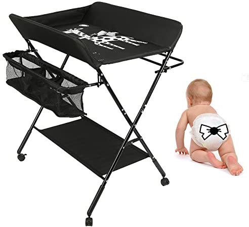 Tables à langer,Table à langer et Baignoire 2 en 1 pour bébé, De la naissance à 12 mois (jusqu'à 25kg),Pliable et Portable Table à Langer pour Bébé (noir)