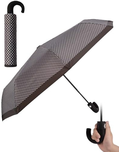 HW CASAOmbrello Pieghevole Automatico con Diametro 105cm, Grande Ombrello con 8 Stecche Rinforzo in Fibra di Vetro, Manico in Gomma