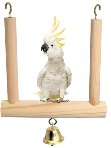 Balançoire pour Petits Oiseaux, balançoire à Oiseaux en Bois Naturel, perchoirs, de Cage, Support en Bois, Jouet de Cage pour cacatoès, cacatoès, aras