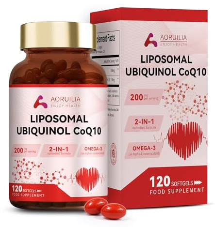 Ubiquinol CoQ10 High Strength 200mg Softgels with Omega 3 Coenzyme Q10 Supplements for Women&Men Powerful Antioxidant for Heart Health 120 Softgels 4 Months Supply