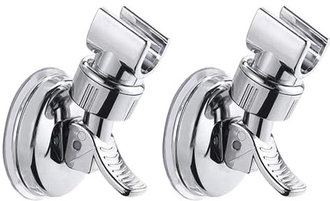 suzmei ??SUZMEI ?2pcs Adjustable Shower Head Holders, No Drill Shower Mounting Brackets Removable Handheld Showerhead Clips Bathroom Suction Cup Handheld Shower Head Bracket (Silver)