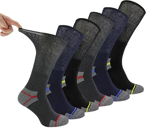 Dr.Socks Multipack Diabetic Work Socks For Men 3, 6 & 12 Pairs Non Elastic Breathable Diabetic Socks (11-14, 6 Pairs)