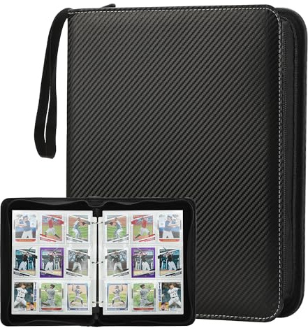 Deoyibu Album da collezione per 900 carte, album da collezione con 9 tasche, 50 pagine per raccoglitore di carte in PU, per carte sportive, MTG, TCG, carte Yugioh, colore nero