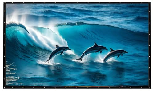 INMOZATA Foldable Projector Screen 72 Inch/146x110cm Wall & Ceiling Projector Screen with PVC Black Backing, 4:3 Aspect Ratio Matte White Screen for Home Cinema Theater School Office Outdoor Indoor