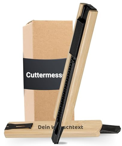 Personalisiertes Cuttermesser 'Slice' - Vatertag Geschenk für Papa, Freund & Männer - Schwarzes Teppichmesser mit Edelstahlklinge - Praktisches Gadget für Heimwerker