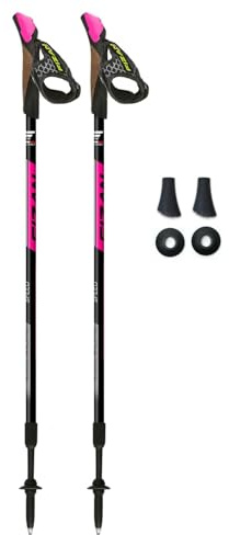 FIZAN Speed Model, Swift Nordic - Bastones de Senderismo de Aluminio, ultraligeros Ajustables, Antracita Fluorescente, Bastones de Senderismo (Rosa)