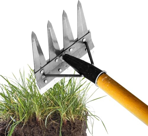 Rateau De Désherbage , Outil De Râteau De Désherbage, Râteau De Désherbage De Jardin en Acier Au Carbone, Outil Manuel des Mauvaises Herbes Remover, Griffe De Jardin