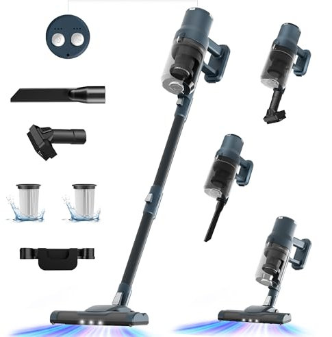 SINCHEREU Aspirateur Balai sans Fil, 6 en 1, 30KPa Aspirateur Balai sans Fil Puissant avec 3 Modes Puissants, 45 Mins avec Batterie Détachable, Aspirateur Balais pour Poils d'animaux, Sols Durs, Tapis