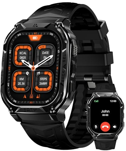 HIDAMEL Smartwatch con GPS Integrato, Batteria Extra Large, Resistenza all'Acqua 5ATM & IP69K, Display AMOLED HD da 1.96'', Design Militare Robusto in Metallo, Smartwatch per Android e iOS Nero