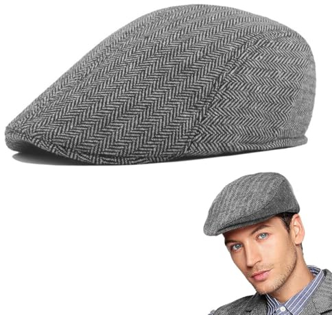 GNALIA Béret Homme, 1 Pièce, Pur Chanvre Gris, Taille Unique, Casquette Plate