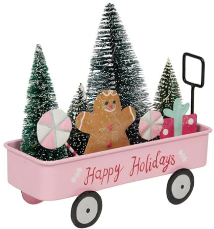 Feeric lights et christmas - Carrello metallico rosa led 18 cm