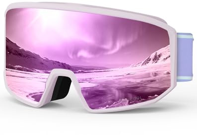 BEACOOL Snowboard Brille für Brillenträger Herren Damen Skibrille, Winddicht Brille, Anti Fog UV Schutzbrille, Skibrille Männer Frauen für Skifahren Motorrad Fahrrad Skaten,Lila