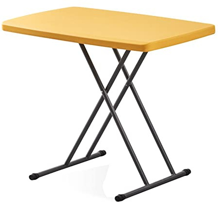Tavolino pieghevole in plastica per laptop e TV, altezza regolabile, tavolo da spuntino portatile per picnic e feste, colore giallo