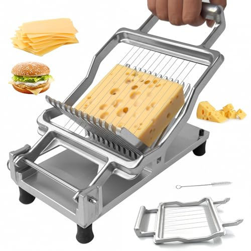 serebrant Cutter per formaggio Affettatrice per Formaggio Commerciale,Taglierina per Formaggio Ultra sottile, con tagliere da 1 e 2 cm Taglierina, Coltello in Acciaio Inossidabile 316