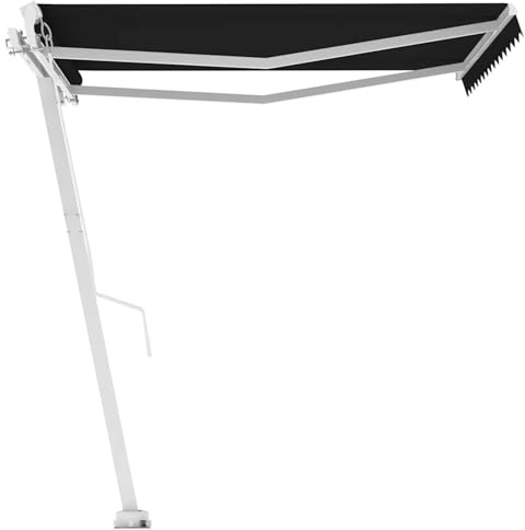 HOMELEN Standmarkise Manuell Einziehbar 350x250 cm Anthrazit, Markise Balkon Ohne Bohren, mit Handkurbel Alu-Markise UV-Beständig Höhenverstellbar & Wasserabweisend | Sonnenschutz Für Laden