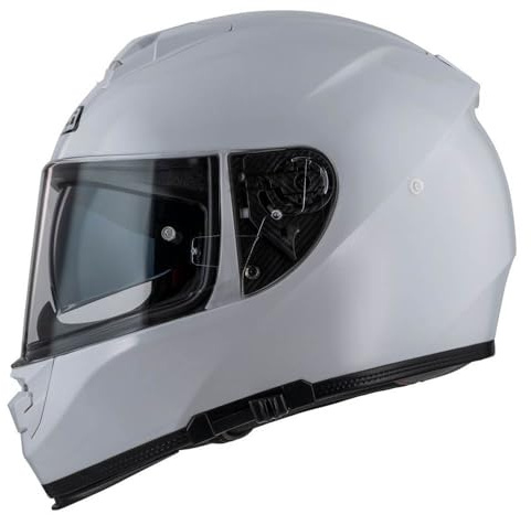 NZI Casco de Moto Integral Designed Solid Blanco con Gafas de Sol | Unisex Hombre y Mujer, homologado ECE 22.06