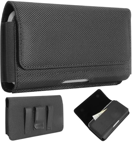 Funda móvil cinturón Hombre 5,5 a 6,7 Pulgadas Negra Cierre magnético