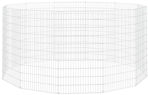 Galvanised Iron Animal Run Cage 12 Panel Pet Enclosure, Free Range Rabbit Hutch for Play and Rest, DIY Assembly to Any Shape
