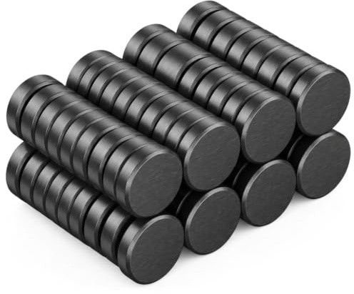 20 Pack Ceramic Adhesive Magnets for Crafts, Round Disc Ferrite Self Adhesive Stick, Magnets for Craft, Fridge, Whiteboard, Project, DIY, Science, 18mm x 3mm (Black)