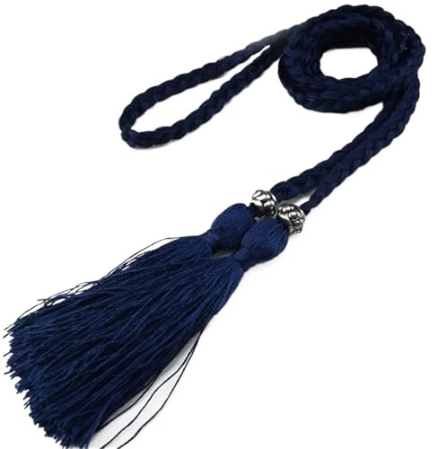 JHSDHYD Cintura Corda Intrecciata Cintura da donna con nappa intrecciata lunga sottile Abito in corda cintura decorata Accessori a catena(Color 8)